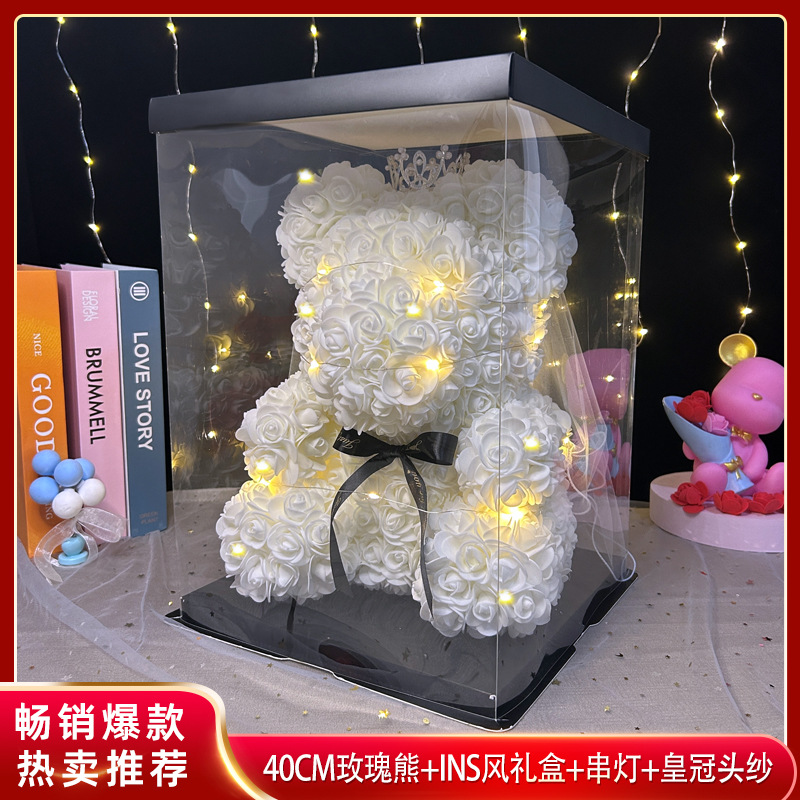 SF Express Eternal Flower Rose Bear 520 Día de San Valentín Regalo de Tanabata Día de la Madre Ramo de novia Regalo de cumpleaños
