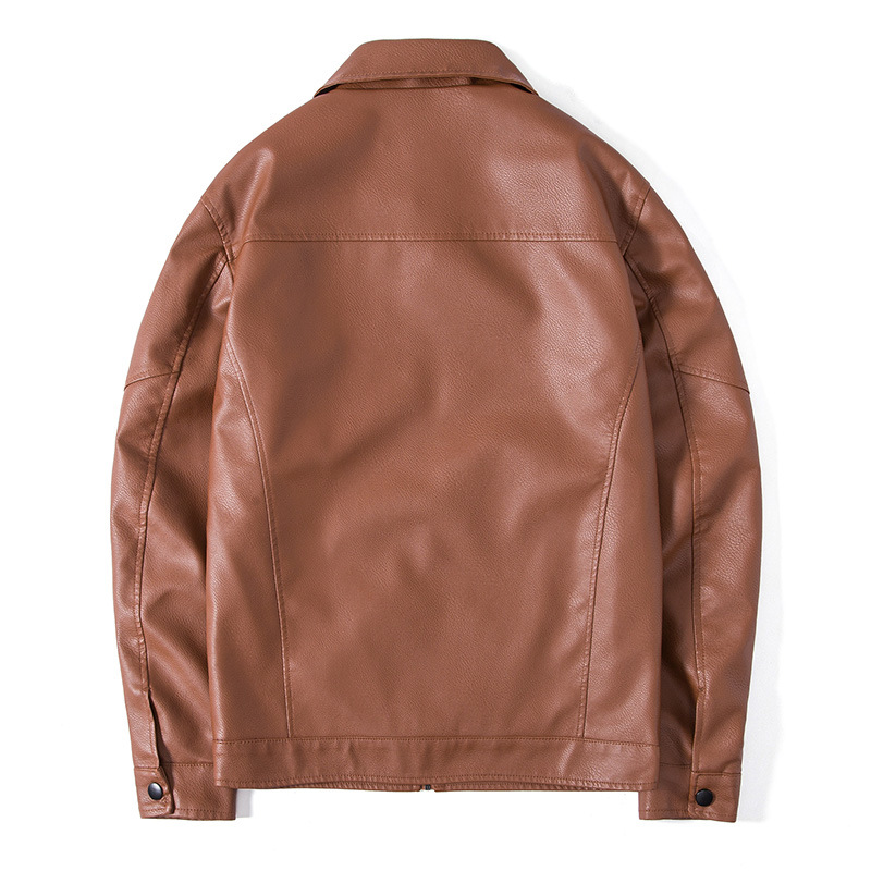 Men's clothing PU leather stand collar short leather jacket Korean version slim motorcycle leather jacket trendy men's coat winter wear_voghion.com