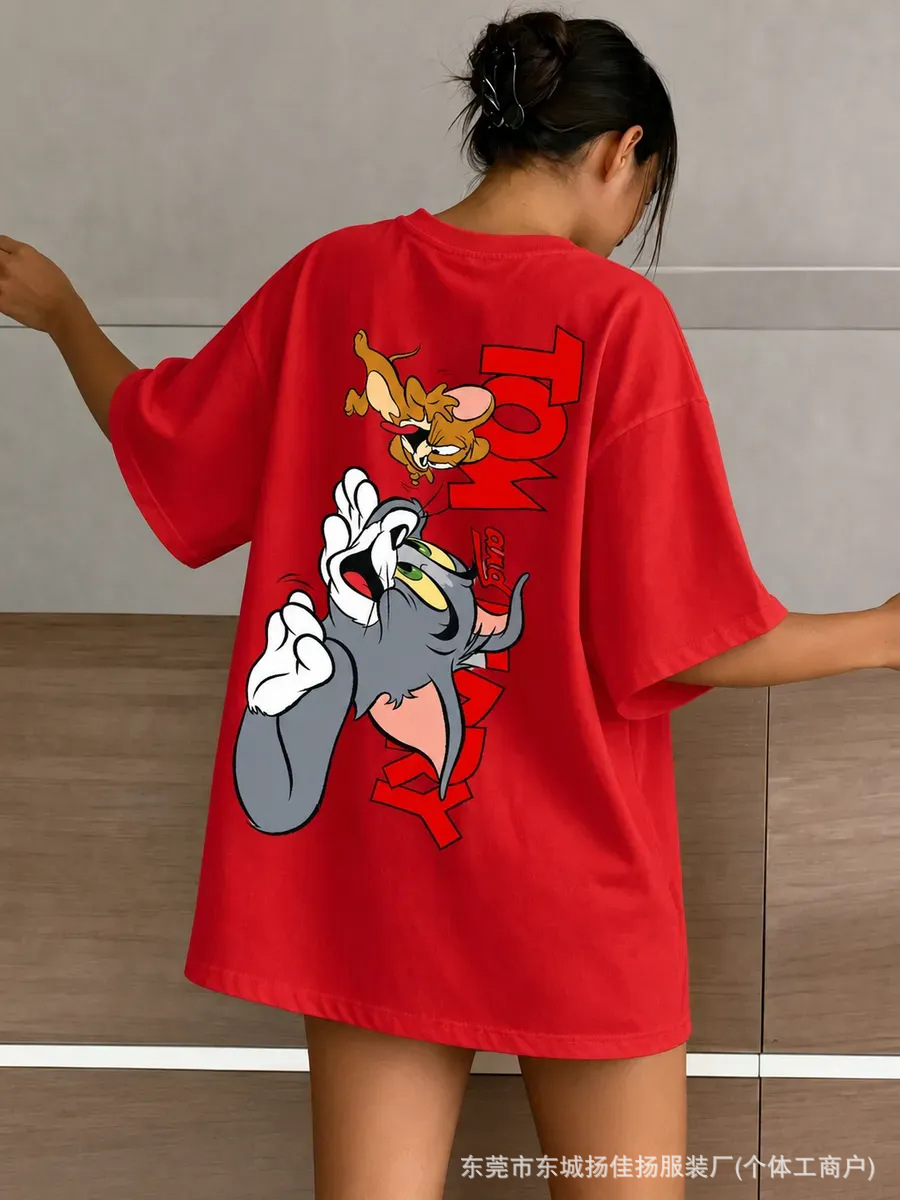 Cartoon fashionable elegant cute summer cotton T-shirt