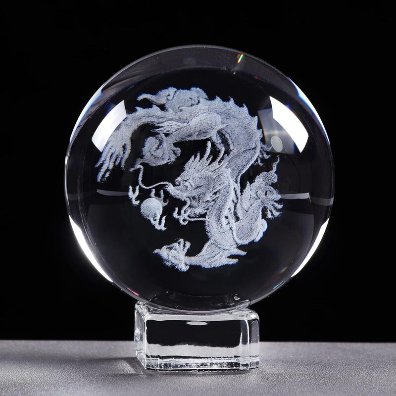 Crystal ball decoration inner carving Dragon desk zodiac Dragon Crystal creative home living room decoration crafts inner carving Crystal ball decoration inner carving Dragon desk zodiac Dragon Crystal creative home living room decoration crafts inner carving