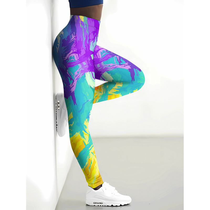 Women leggings colorful ink pattern printed tights yoga pants fitness trousers women sexy jogger pants