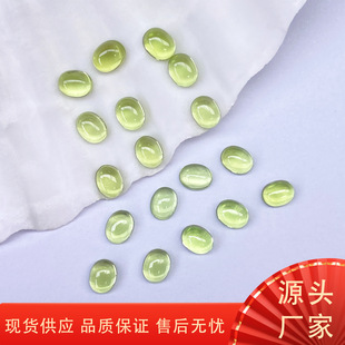 Natural olivine ring surface smooth plain egg-shaped small accessories handmade DIY inlaid jewelry with stone factory direct sales