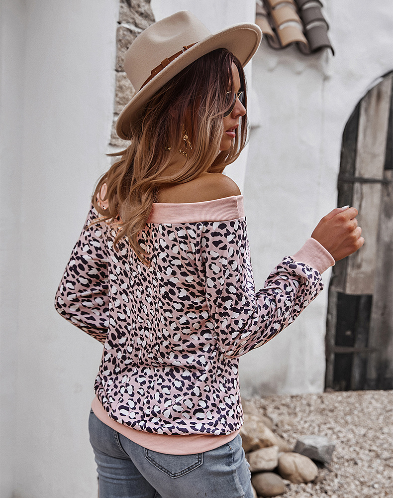 top de manga larga con estampado de leopardo de un hombro nihaostyles ropa al por mayor NSDY85973