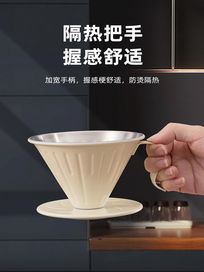 304不锈钢手冲咖啡过滤杯滴漏式V型咖啡 冲杯V60咖啡器具配件大号