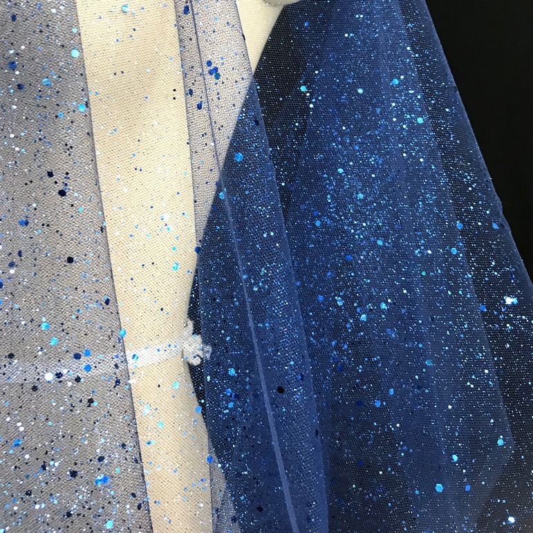 闪亮光纱烫金烫粉闪粉亮片六角网眼布硬网纱布料面料 礼服蓬裙布