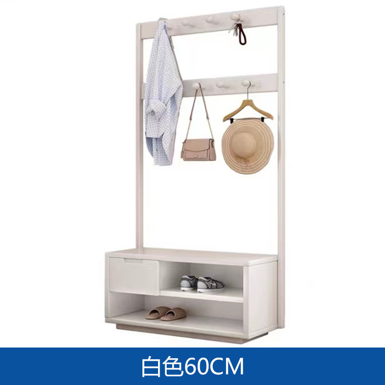 Nuevo estilo chino Perchero de madera maciza moderno minimalista percha zapato cambio taburete integrado piso-pie pasillo zapato gabinete almacenamiento