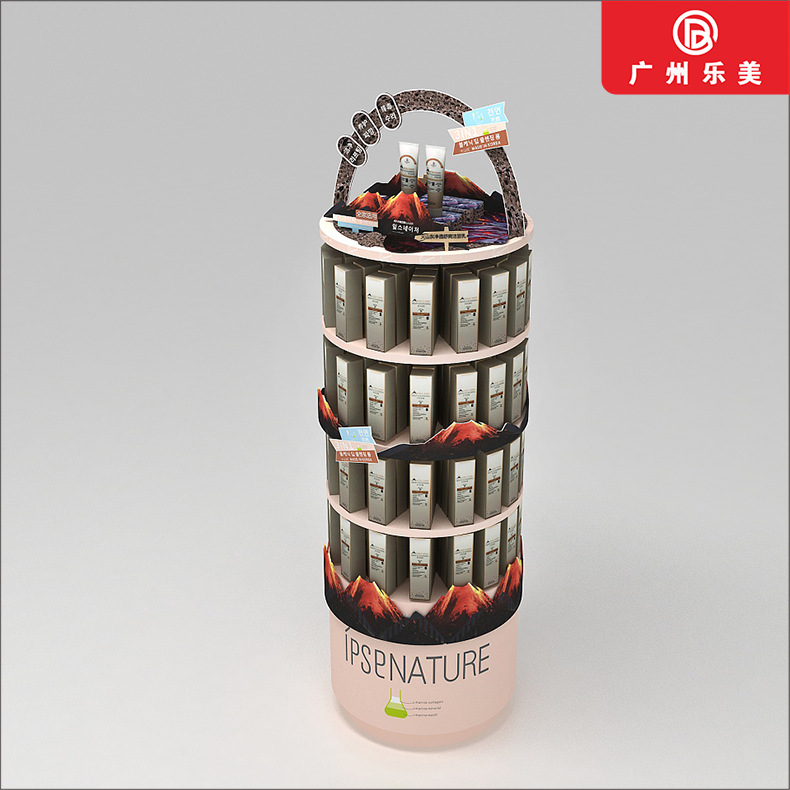 广州乐美厂家直供化妆品护肤品洗发用品放置展示柜旋转流水柜台