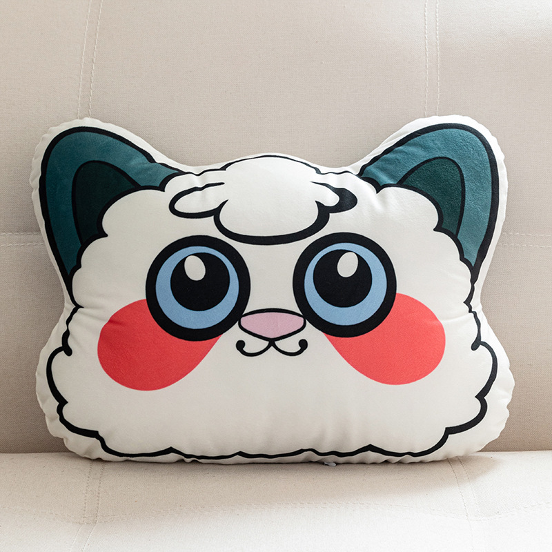 Animal Shaped Pillow Cartoon Pillowcase Sofa Car Cushion Bed Headrest Lumbar Support Cushion Wholesale Blue Cat Cute and Fun