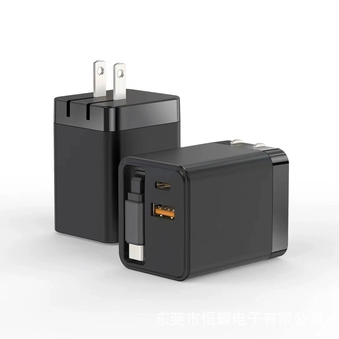 El cargador de nitruro de galio PD40W viene con un cable telescópico. El cabezal de carga rápida PD65W es adecuado para la carga PD del teléfono móvil Apple 16