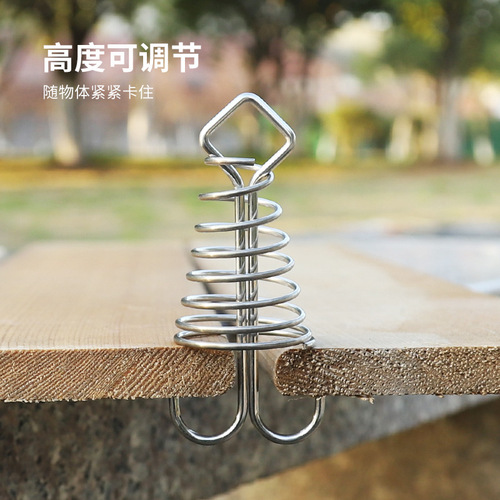 Outdoor camping octopus rope buckle camping deck nail stainless steel fixed tent rope buckle wooden hook spring wind rope hanging