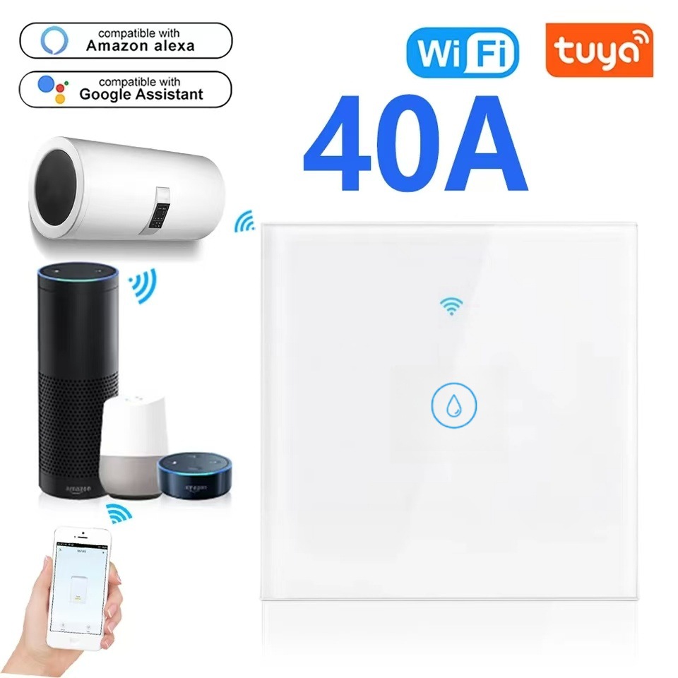 TUYA智能欧规40Awifi触摸开关热水器空调WiFi语音控制大功率开关