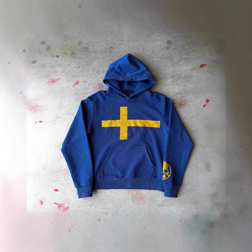 ​​Unisex Retro Cross Print Hoodie - Streetwear Pullover Sweatshirt For Men & Women​​_viptrois.com