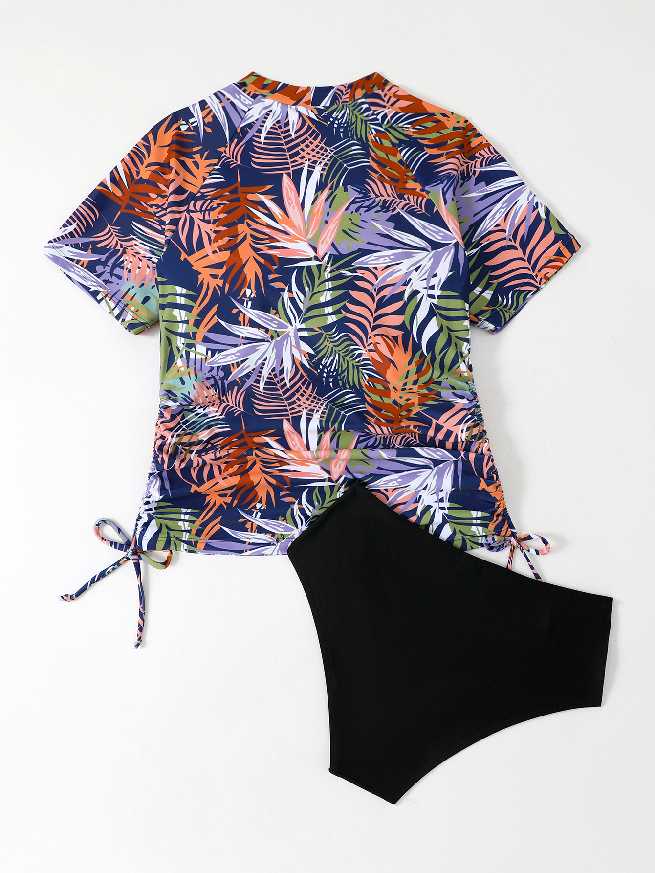 Women's Short Sleeved Conservative Bikini Set Sun Protection Suit_voghion.com