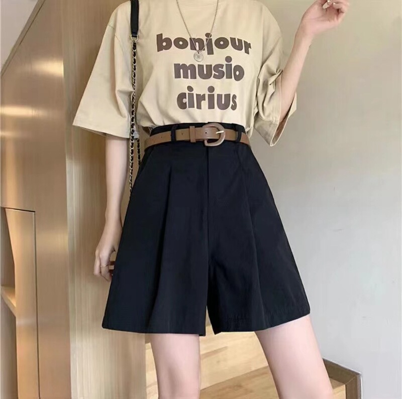 Loose Shorts for Women, 2026 Summer New Korean Style, Four-Quarter Length Workwear Wide-Leg Pants, Slimming, Versatile, Solid Color, High Waist