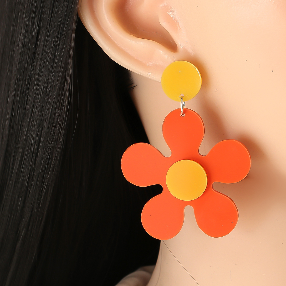 Corée Boucles D&#39;oreilles De Fleurs De Couleur Acrylique En Gros display picture 9