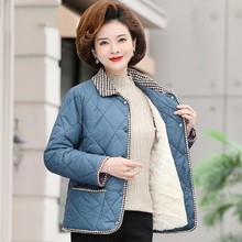 中年妈妈冬装洋气短款棉衣新款中老年女秋冬羽绒棉服加绒外套