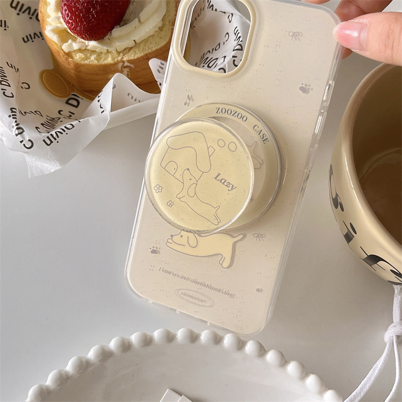 Linda línea casa cachorro para iPhone15 crema magnética amarillo 16ProMax funda para teléfono 13 Apple 14 hembra