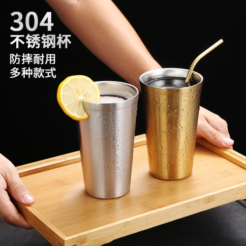 304 stainless steel cup restaurant beer juice cold drink water cup Korean kindergarten water cup mouthwash cup customization