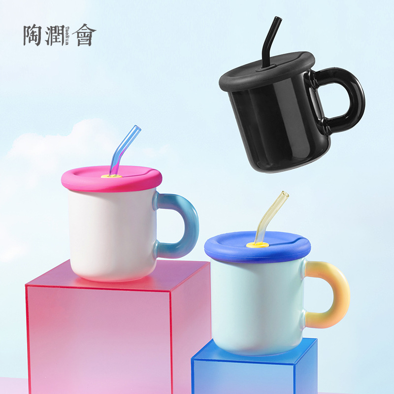 Tazas personalizadas con tazas de paja tazas de silicona tazas de dopamina tazas cubiertas de paja tazas de agua para mujeres pueden personalizar