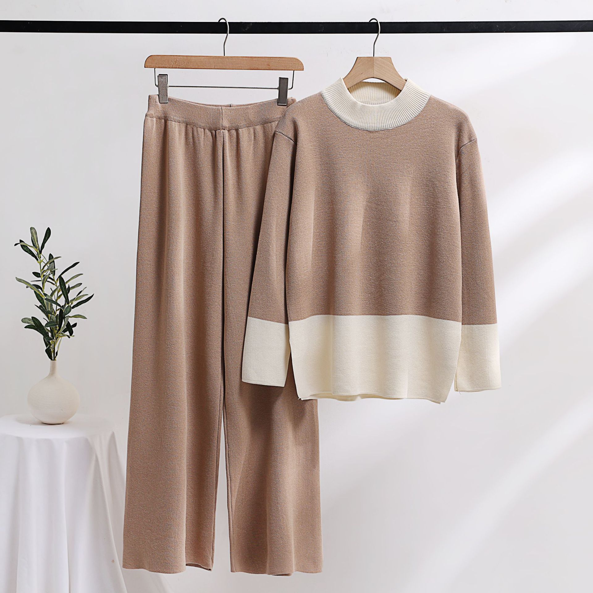 Women's Gender Casual Style Daily Women's Casual Color Block Polyester Pant Co-ord Set Pants Sets