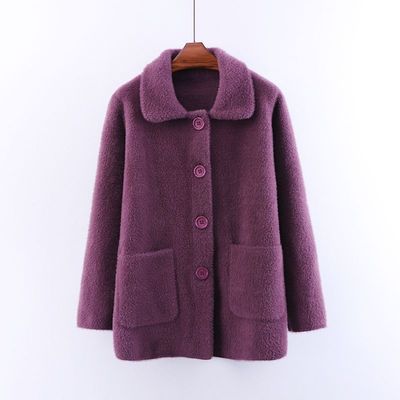 grandma clothes Autumn and winter Middle and old age mom coat thickening old age Cardigan Fur coat new pattern