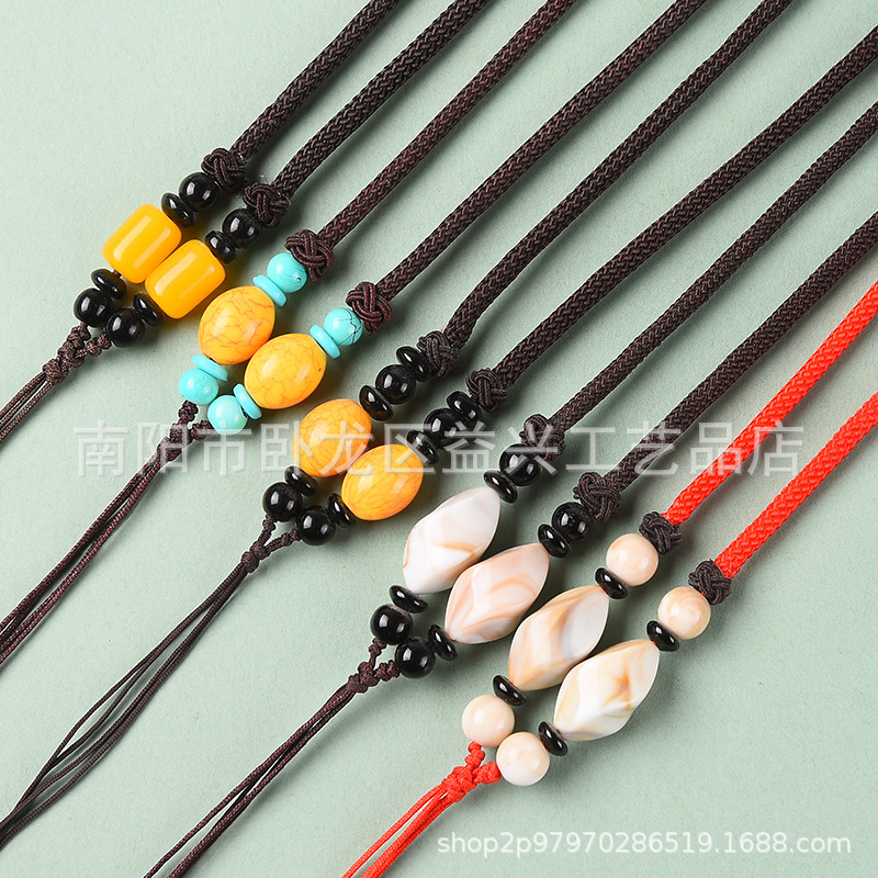 high quality braided pendant necklace rope emerald gold jade pendant beeswax rope various accessories jewelry