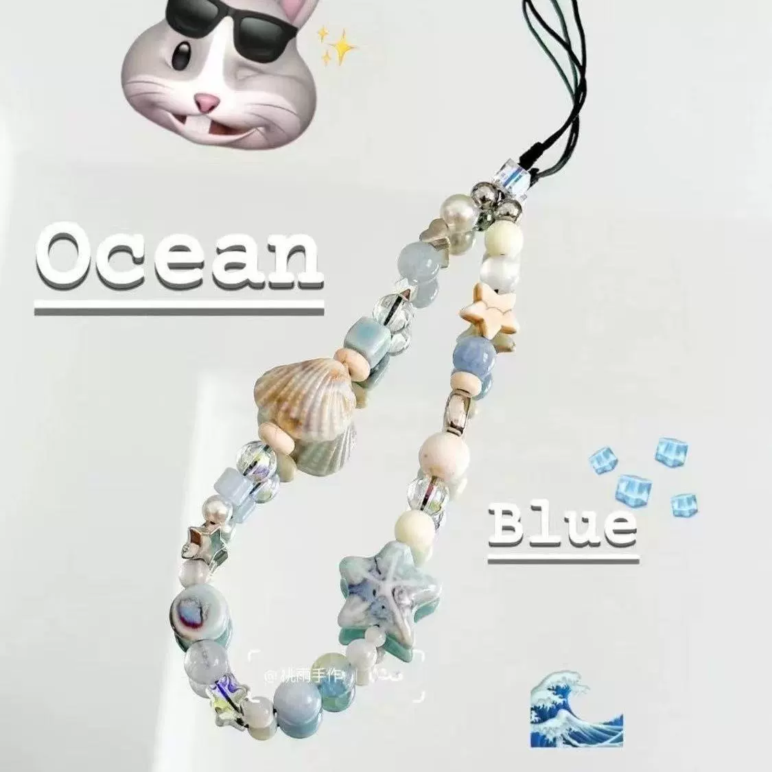 Шнурок для телефона Blue Star Sea Legend, акриловые бусины с ракушкой и морской звездой