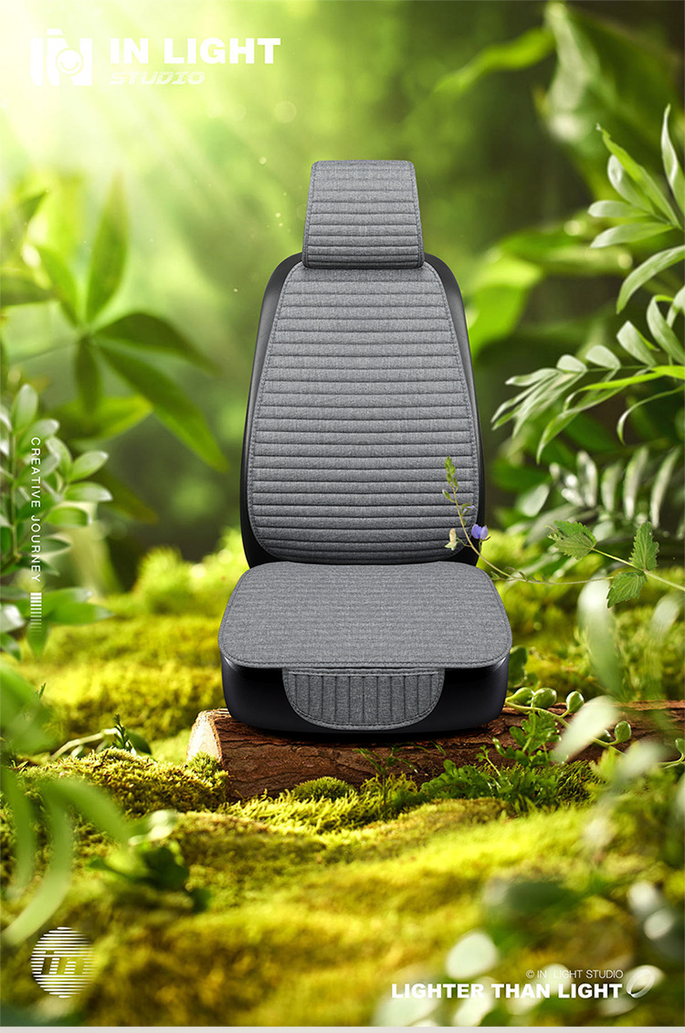 Linen Car Seat Cushion Wholesale Four-Season Universal Breathable Small Waist Three-Piece Set Multi-Piece Set Main and Passenger Single Seat Foreign Trade