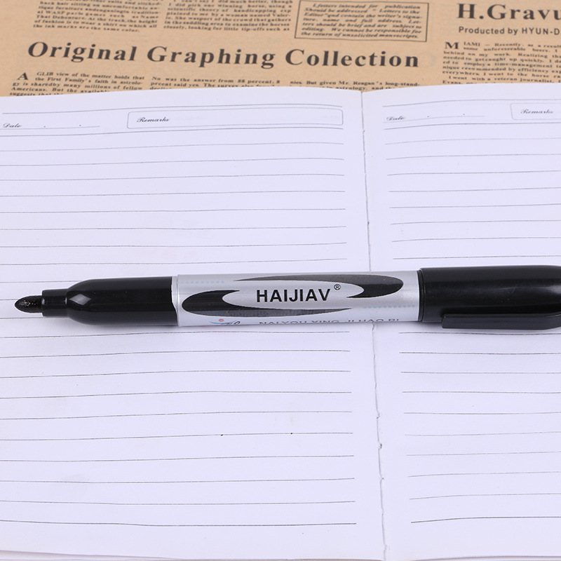 Haijia 2004 Marcador aceitoso Bolígrafo de cabeza grande de logística de gran capacidad negro Marcador de marca express de almacén
