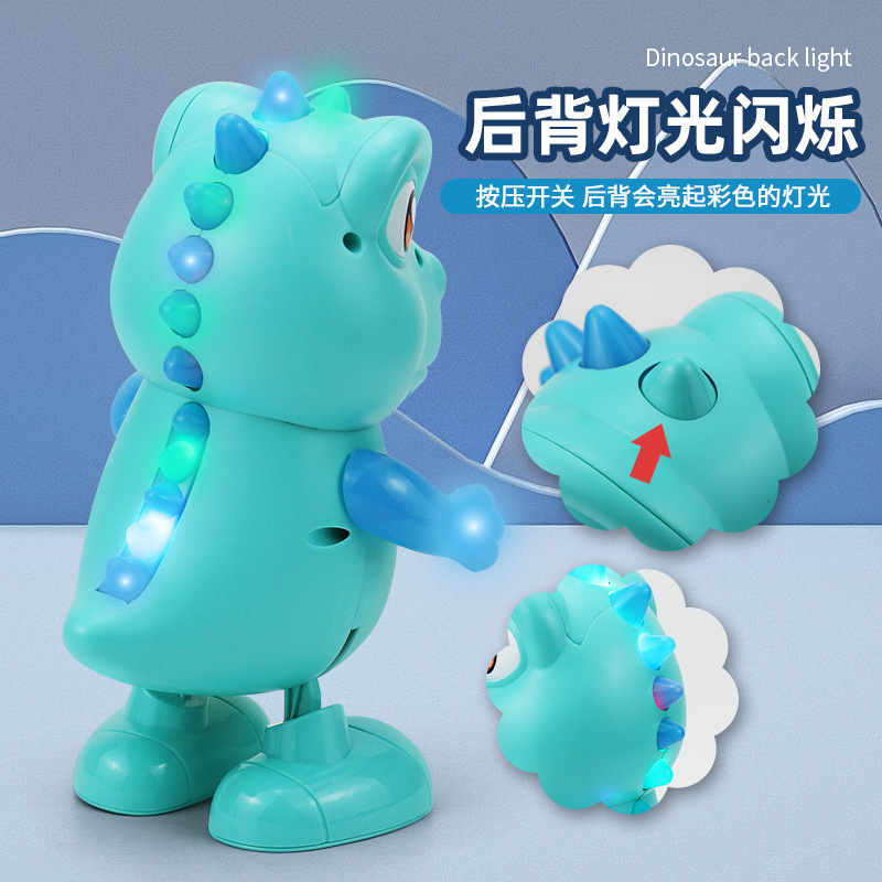 Juguetes eléctricos transfronterizos para niños coloridos música ligera bailando dinosaurio modelo de dibujos animados muñeca juguetes al por mayor