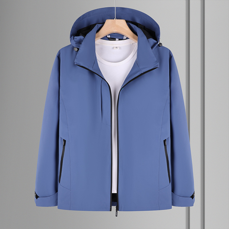 Primavera y otoño nuevo estilo al aire libre camping encapuchado vestir de asalto logotipo impermeable caminata ropa de montaña abrigo delgado