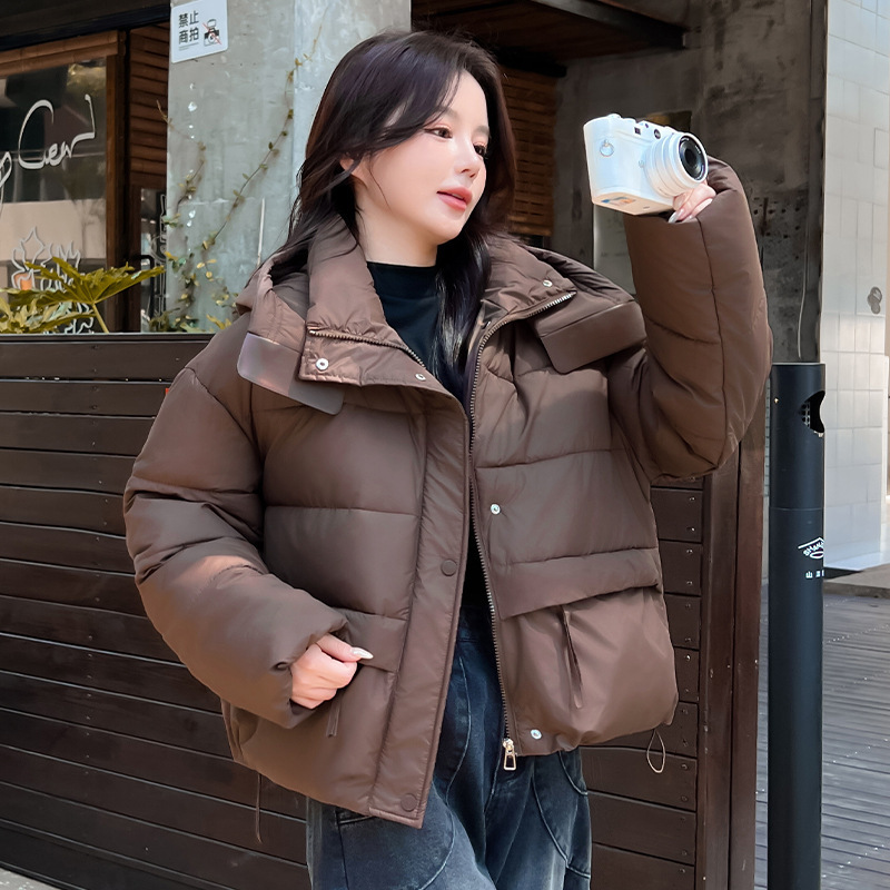跨境2025新款棉衣女短款冬季连帽棉服韩版时尚棉衣外套百搭面包服|undefined