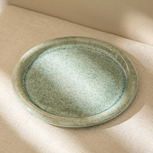厚边盘子高颜值窑变绿陶瓷餐盘家用圆形菜盘沙拉盘餐厅餐具意面盘