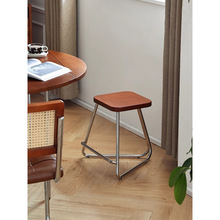 北欧现代包豪斯实木不锈钢简约家用餐凳吧台椅矮凳