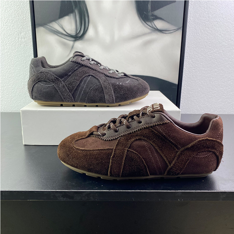 Korean Style Genuine Leather Retro Agan Training Shoes for Women 2025 Autum New Style Comfortable, Lightweight and Versatile Casual Sports Sneakers