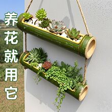 新款挂式花盆创意多口阳台客厅室内围墙庭院多肉养花种竹筒