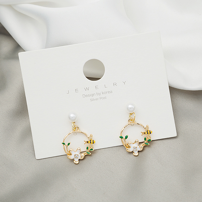 Fashion Flower Alloy Plating Artificial Pearls Earrings display picture 2