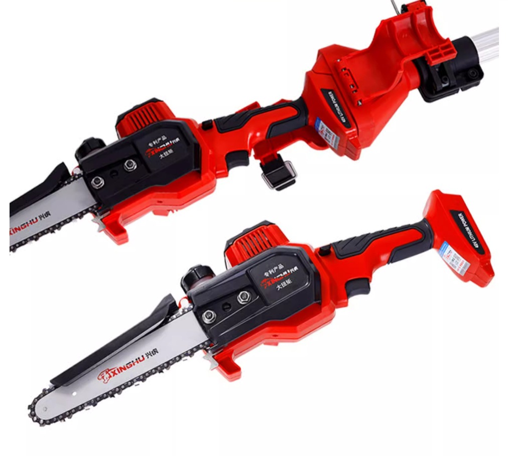 兴虎充电锂电锯 高枝电动修枝锯 加长伸缩杆果树修枝剪40v高空锯