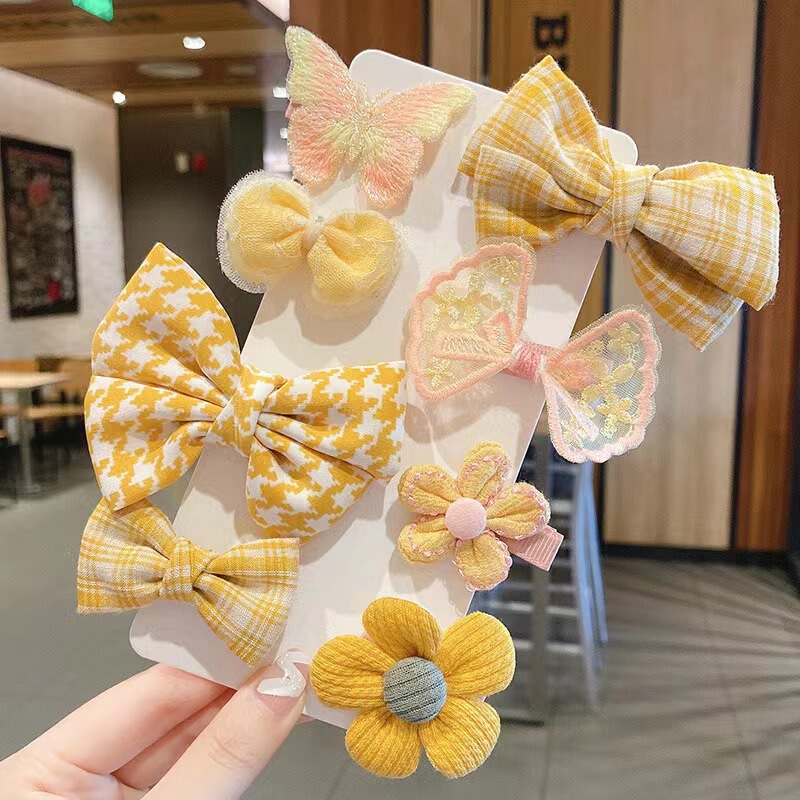 韩版蝴蝶结发夹布艺小花发卡儿童发饰网红可爱鸭嘴夹宝宝头饰包邮|undefined
