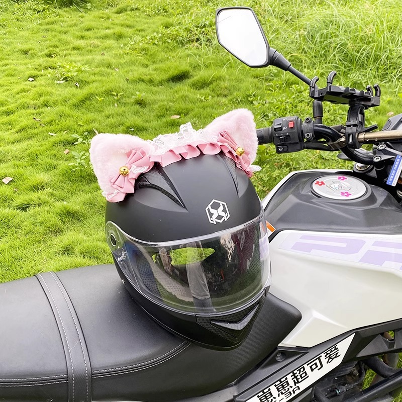 Cute Versatile Pink White Headband Helmet Decoration Motorcycle Electric Car