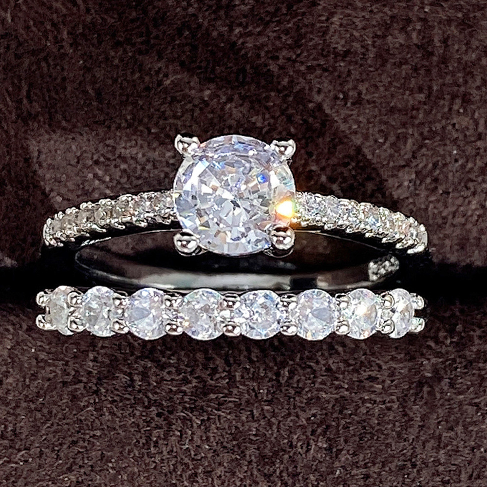 Rings Classification Couple Copper Geometric Zircon Rings Wedding Jewelry