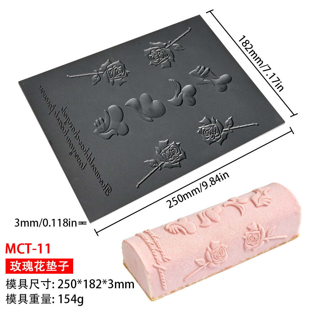 Mousse almohadilla de silicona mousse rollo suizo textura almohadilla corteza amor encaje fondant estera pastelería occidental molde para hornear
