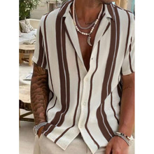 M 49111 Striped print Hawaiian shirt ����ӡ�������ĳ���