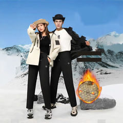 沸騰ブラックゴールド六防登山パンツ 男女兼用 裏起毛 厚手 防風パンツ カジュアル カップル 防寒保温パンツ