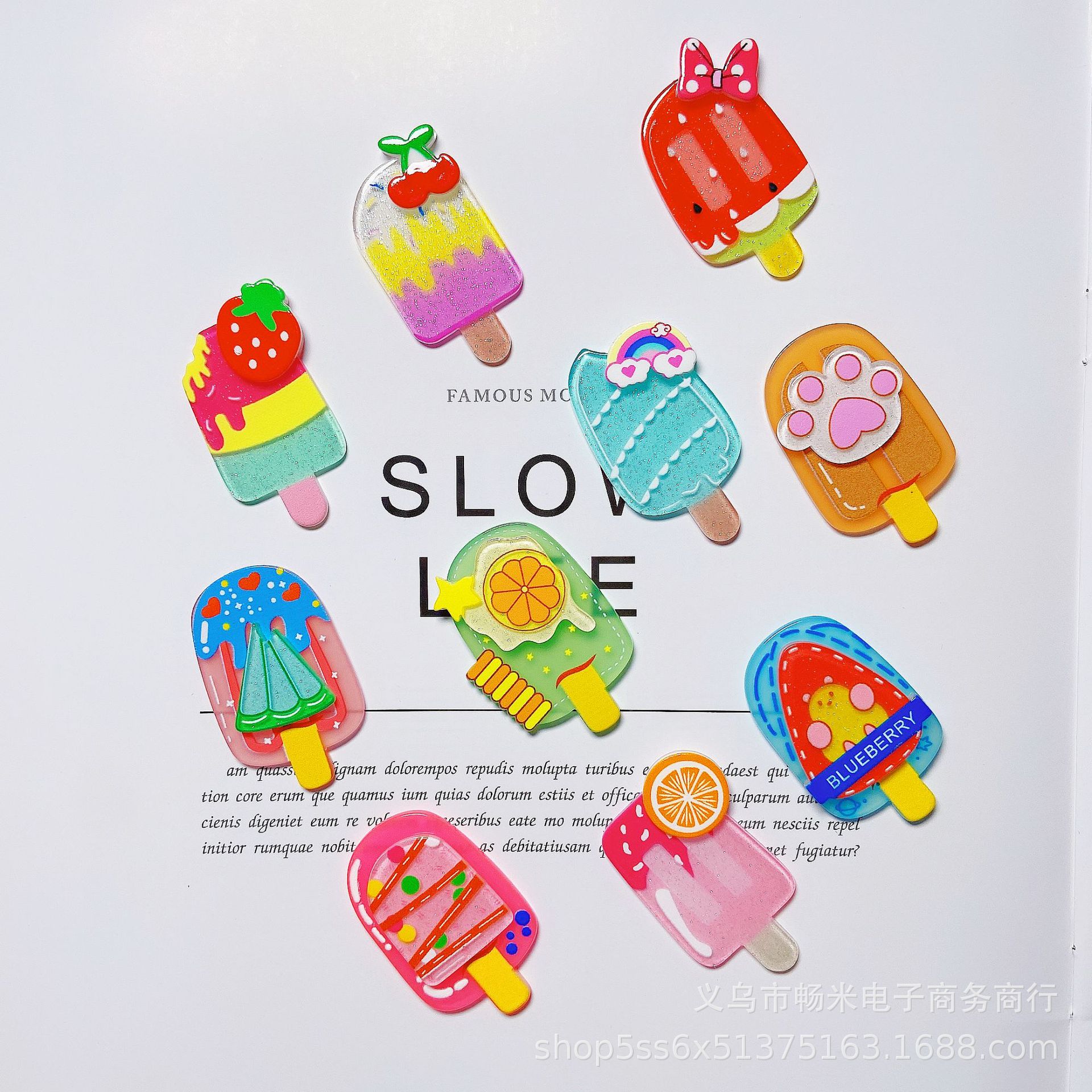 Creative Popsicle tridimensional parche acrílico de doble capa joyería de la cáscara del teléfono móvil con llavero bricolaje pendientes hechos a mano material
