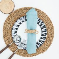 跨境手工蝴蝶结编织麻绳餐巾环酒店装饰自然色餐巾圈餐巾扣批发