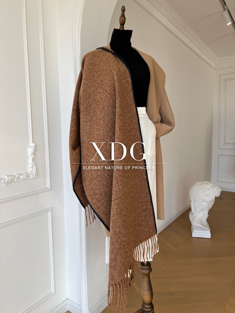 Damen Strickschal, Weicher Wollschal In Kontrastfarben Für Winter_voghion.com