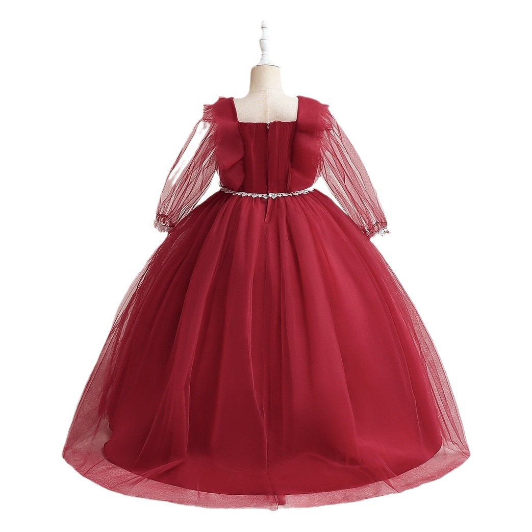 Vestido de princesa para niños de Europa y América Amazon Vestido de niños grandes Vestido de malla y piso vestido de niña vestido de anfitrión