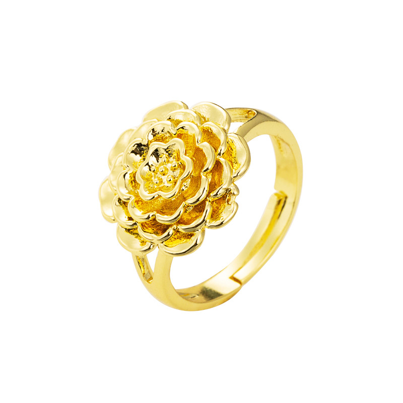 Fashion Copper-plated Gold Floral Ring Wholesale display picture 6