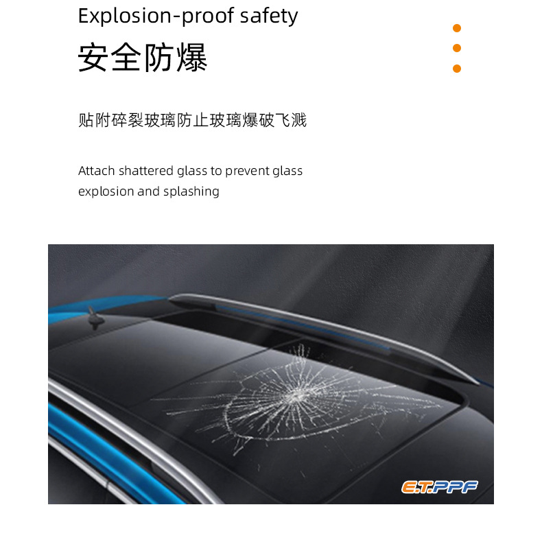 Car Sunroof Ice Armor Tpu High Insulation Silver-Plated Roof Safety Glass Film Panoramic Sunroof Canopy Tph Explosion-Proof Film